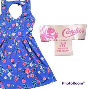 Candie's Blue Floral Dress W Bow in Back - M
